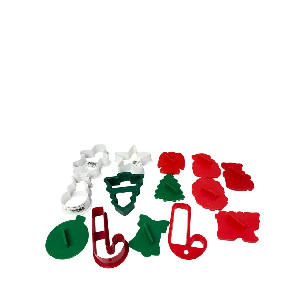 Unbranded Cookie Cutters Multi Christmas Set 12pc Red Green White Holiday Shapes